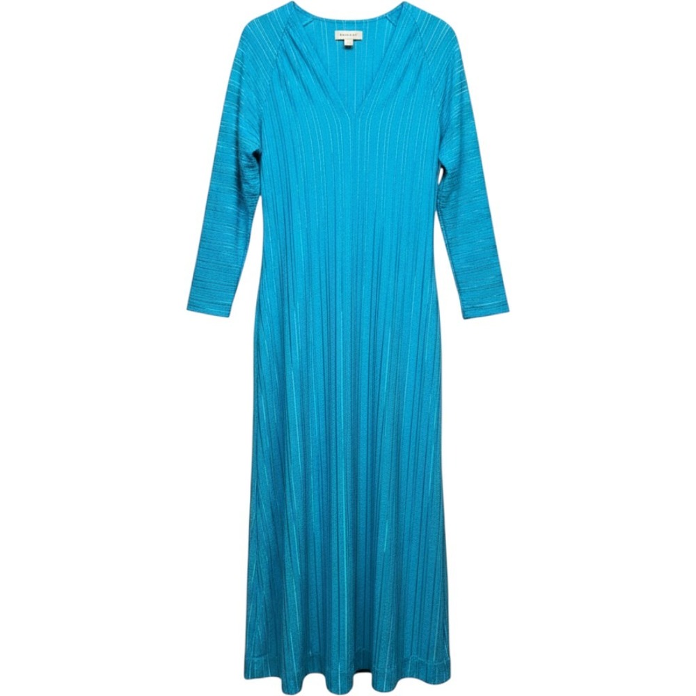 Vtg 80s Charlotte Russe California Kaftan Maxi Dress V Neck Resortwear Blue S